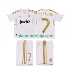 Camisola Real Madrid Cristiano Ronaldo 7 2012 Retro Criança Equipamento Primeiro 2011 Manga Curta
